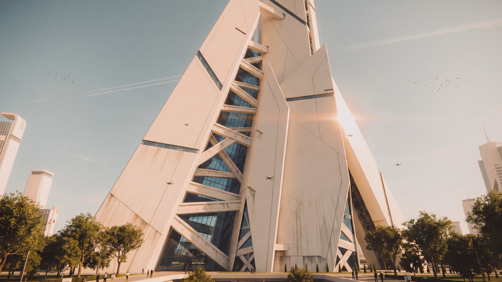 UN Command headquarters — monolithic white tower
