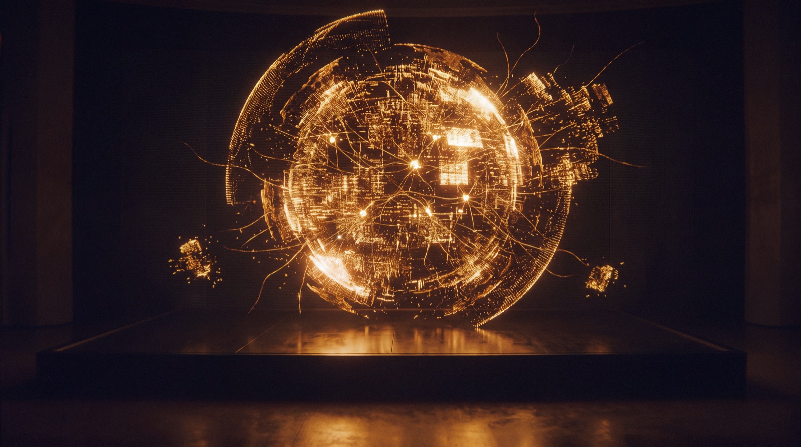 The Atlas core — a golden lattice sphere of atmospheric processors